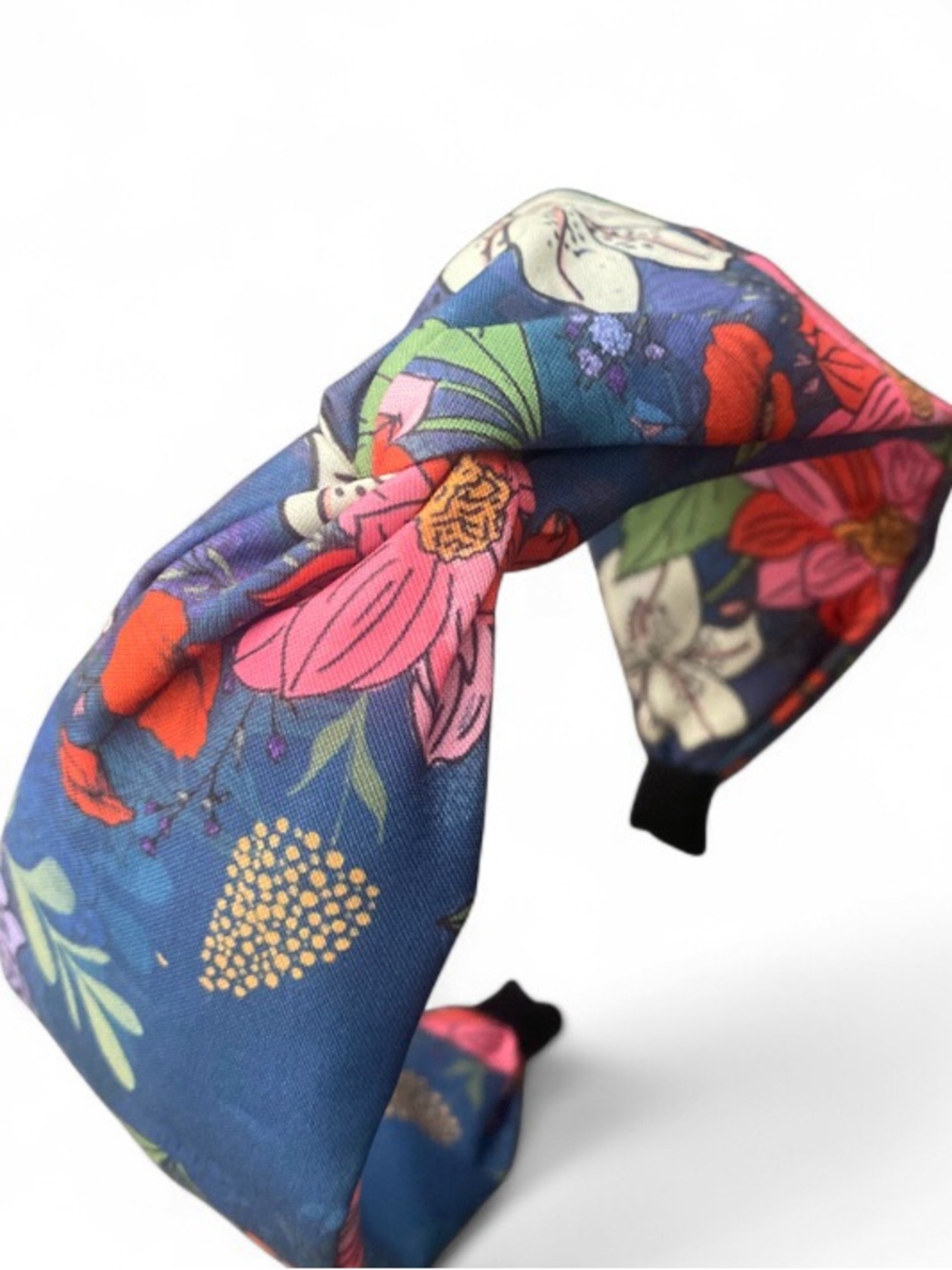Blue Floral Top Knot Headband - Brand New